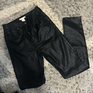 H & M Black Leather Jeans